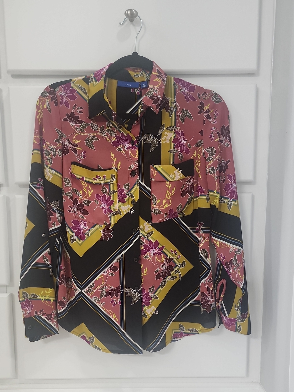 Apt. 9 Floral Geometric Button-Down Shirt in Rose, Black & Yellow